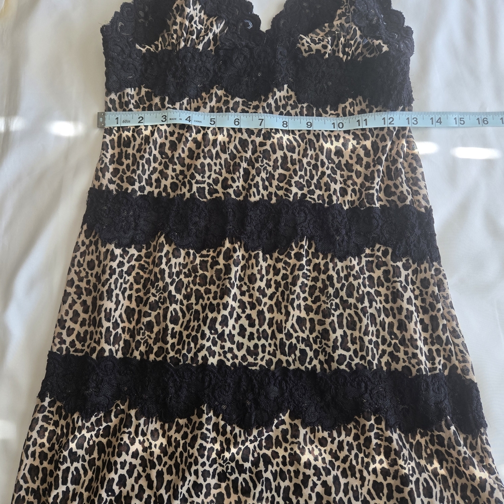 Rampage Y2K Leopard Print Slip Dress / Lingerie with Lace Trim - Picture 4 of 6